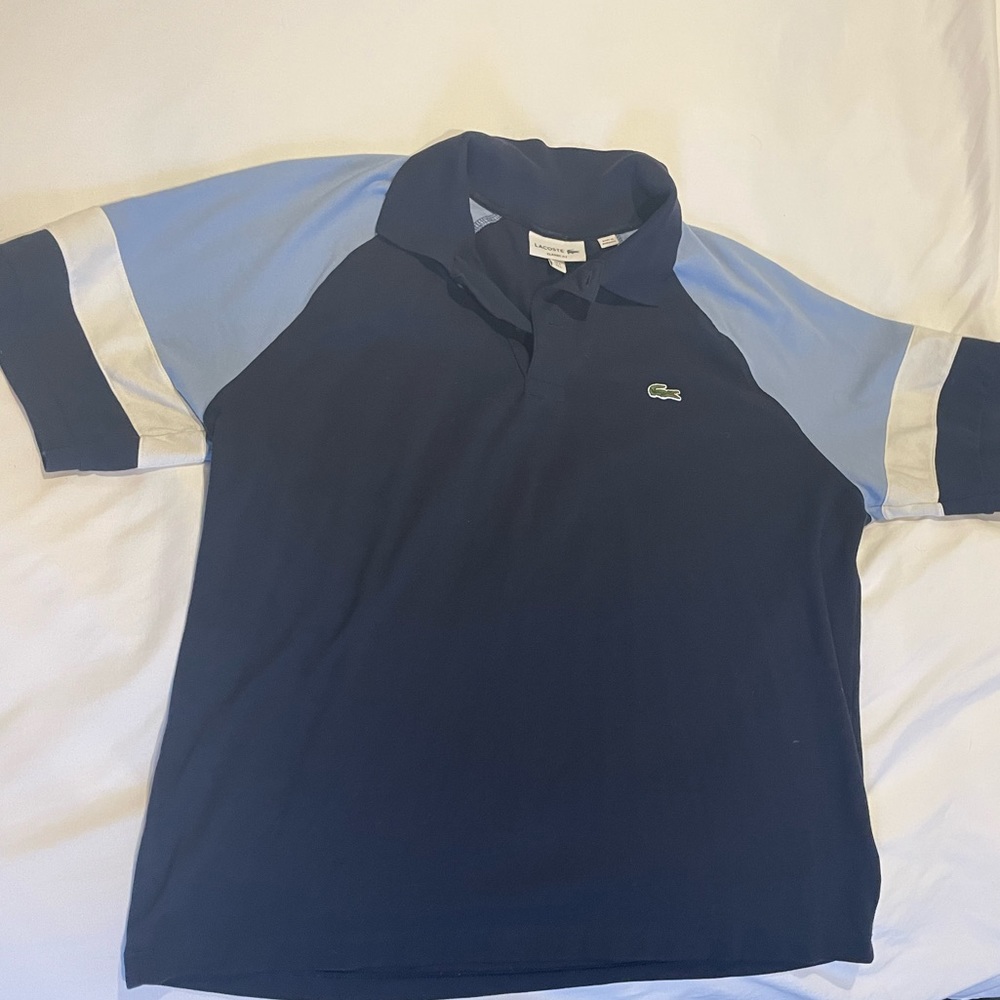 Lacoste Navy and Light Blue Polo Shirt